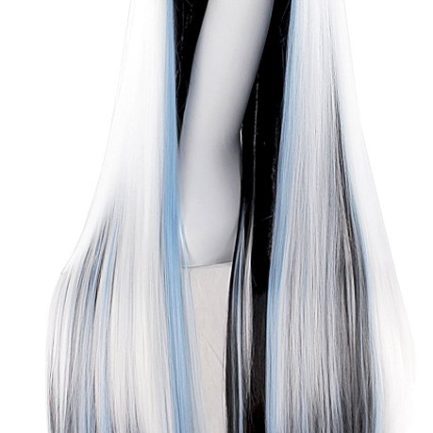 40" 100cm Anime Costume Long Straight Wig Party Wig (White/Blue/Black)