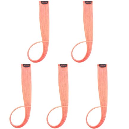 18 Inches 5 Pcs Colored Party Highlights Straight Hair Clip in Human Hair Extensions in Multiple Colors (coral Pink)
