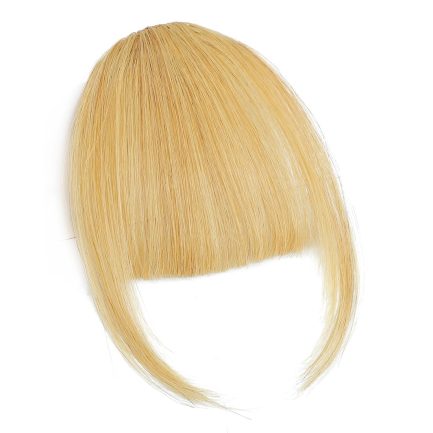Clip in Bangs 100% Human Hair Clip in bangs Hair Extensions Fake Bangs Wispy Bangs Hair Clip Fringe With Temples Hairpieces Curved Air Bangs For Daily Wear (Ash Blonde, Wispy Bangs)