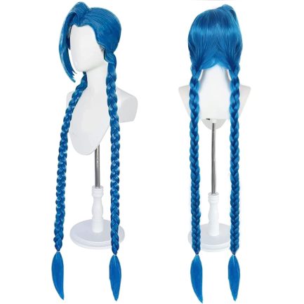 Blue Braided  Wig for Women + Wig Cap Long Straight Synthetic Costume Wig for Halloween Costume Anime Party