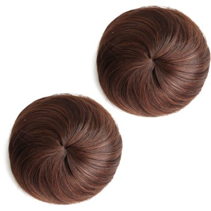 2 PCS Hair Bun Extensions Wig Accessory Updo Hairpieces Curly Wavy Hair Scrunchies Updo Hair Pieces Bun Extension Ponytail Messy for Women Girls - Medium Brown
