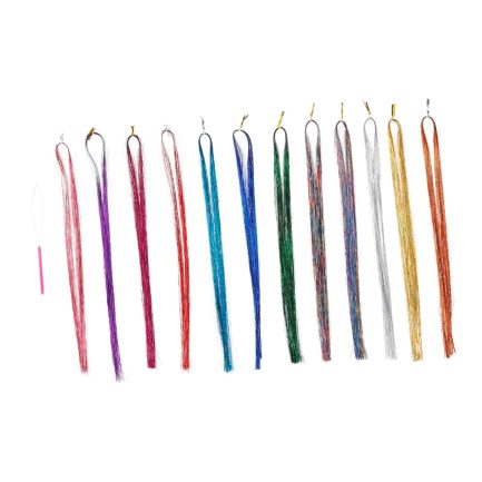 Synthetic Hairpiece Wig Kit 12 Bright Color Highlight Extensions Straight Hair Wig Pieces for Parties Festivals