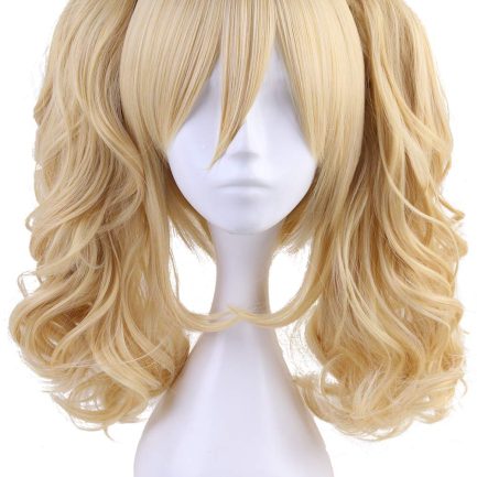 Short Straight Blonde Bob Wig with Two Jaw Claws Ponytail Hair for  Costume Halloween Wigs
