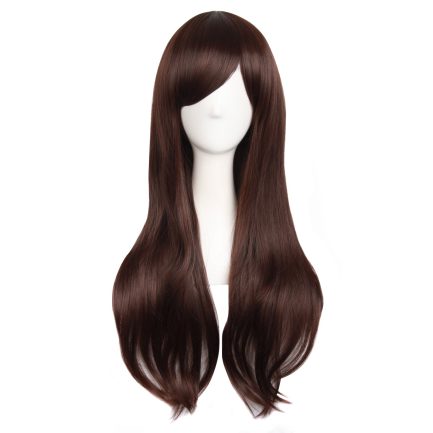 28"/70cm Women Side Bangs Long Curly Hair  Wig(Dark Brown)