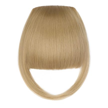 Clip in Bangs,Natural Fake Bangs Hair Clip,Ash Blonde Straight Bangs Fringe with Temples Hairpieces for Women Clip on Bangs Hair Extenisons Curved Bangs for Daily Wear