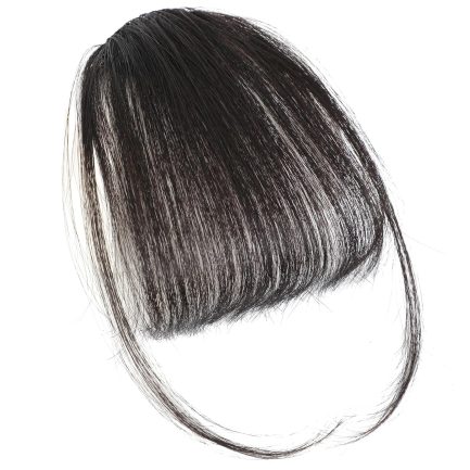 Clip In Bangs-Real Human Hair Wispy Bangs Clip On Hair Extensions Fake Bangs Hair Clip Air Curved Bangs Fringe with Temples Hairpieces Faux Curtain Bangs for Women (Brown Black, Wispy Bangs)