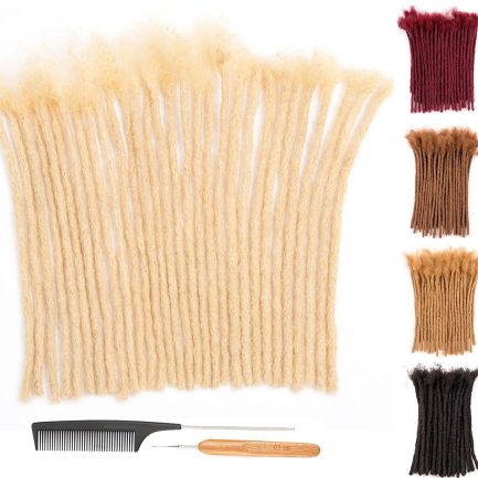 0.6cm & 0.8cm Thickness #613 Blonde 8 Inch 30 Strands 100% Real Human Hair Dreadlock Extensions for Man/Women Handmade Permanent loc Extension Bundles Can Be Dyed Bleached Curled Twisted